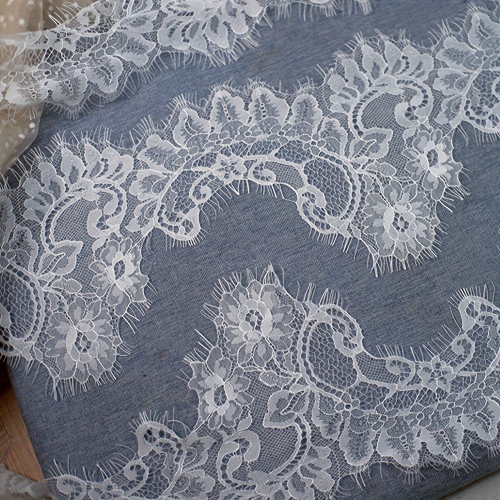 Floral Embroidered Eyelash Lace Trim - Lace Ribbon For Diy Wedding Dresses, Bridal Veils & Home Decor Sewing Supplies