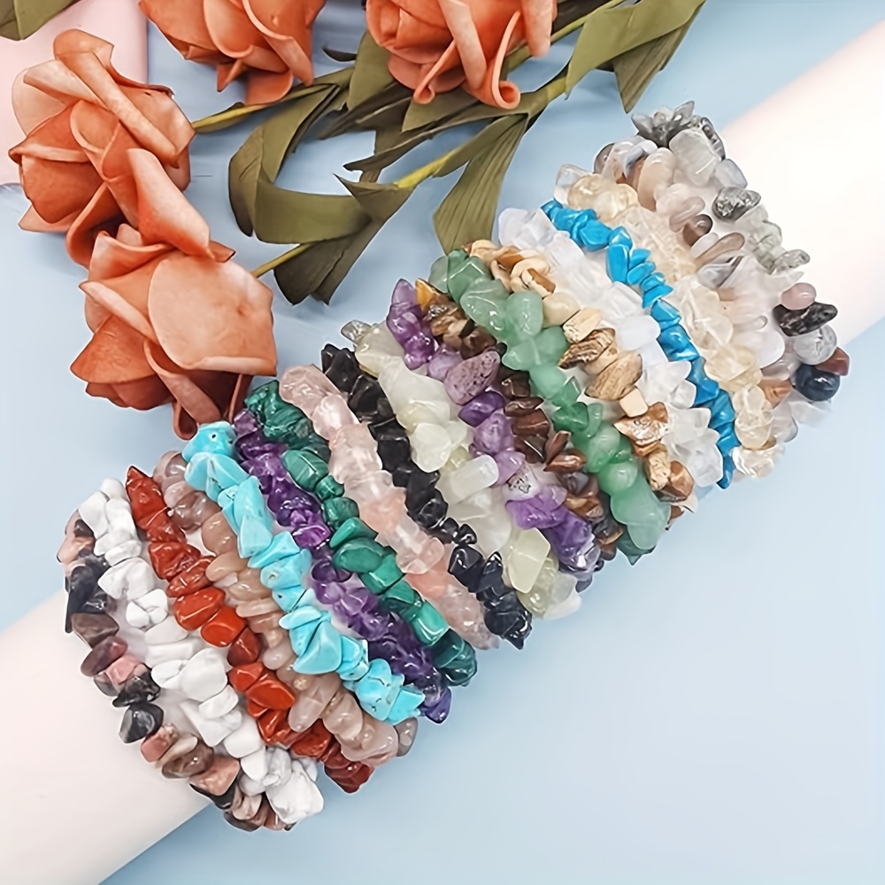 

12pcs Boho Chic Natural Stone Bracelet Set For - Amethyst, , Turquoise & Rose Quartz Beads - Perfect Father's Day Gift