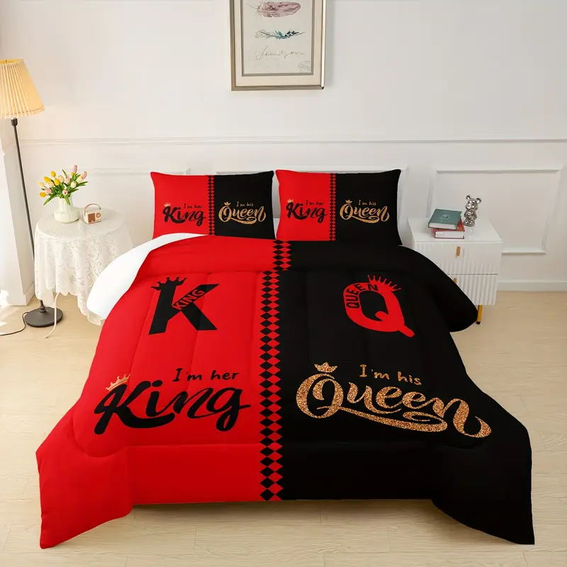 3 pcs couple comforter set sun and moon themed printed bedding queen and king comforter set for adults elegant and comfortable down comforter set 1 comforter 2 pillowcase without core Product details 6