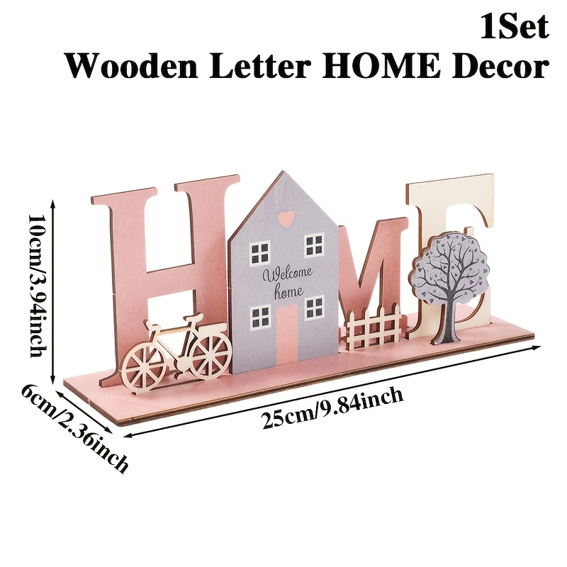 E-shop 1 Set, rustikales Holzschild mit Buchstabe „Home“, englischer Buchstabe „Home“ als Tisch-Mittelstück-Dekoration, Zubehör für Babyparty