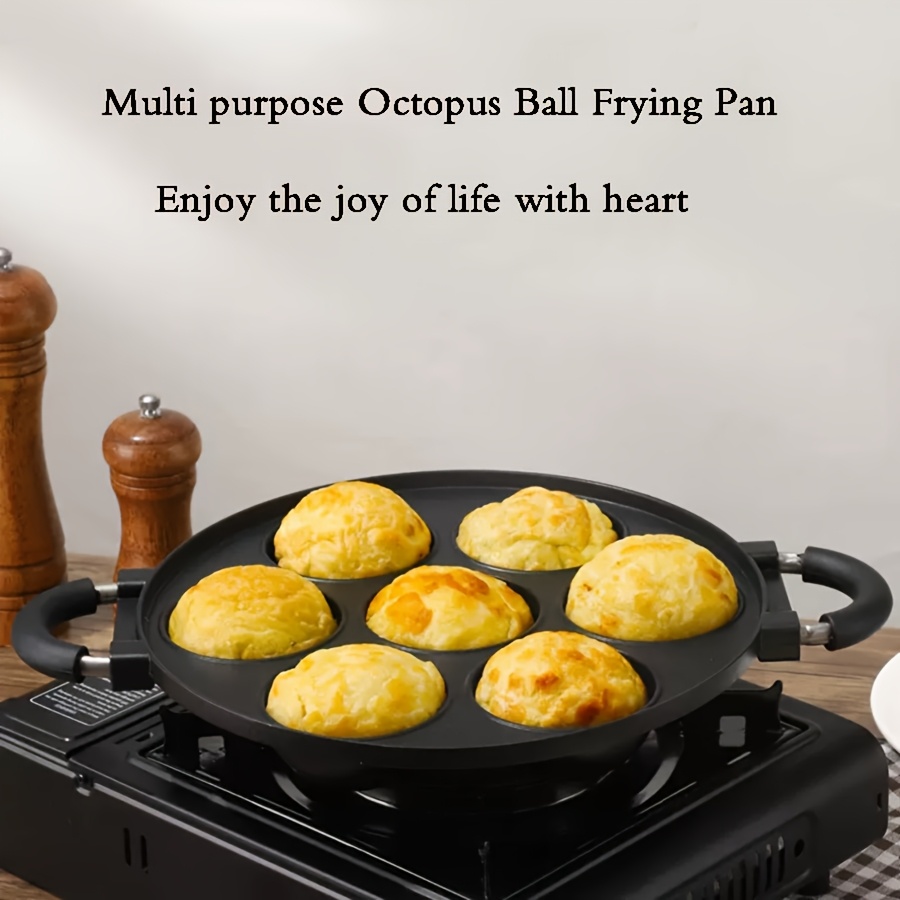aluminum non stick round frying pan for octopus balls egg pancakes more multi purpose   cookware for halloween hanukkah christmas easter thanksgiving versatile cooking   modern kitchenware     0