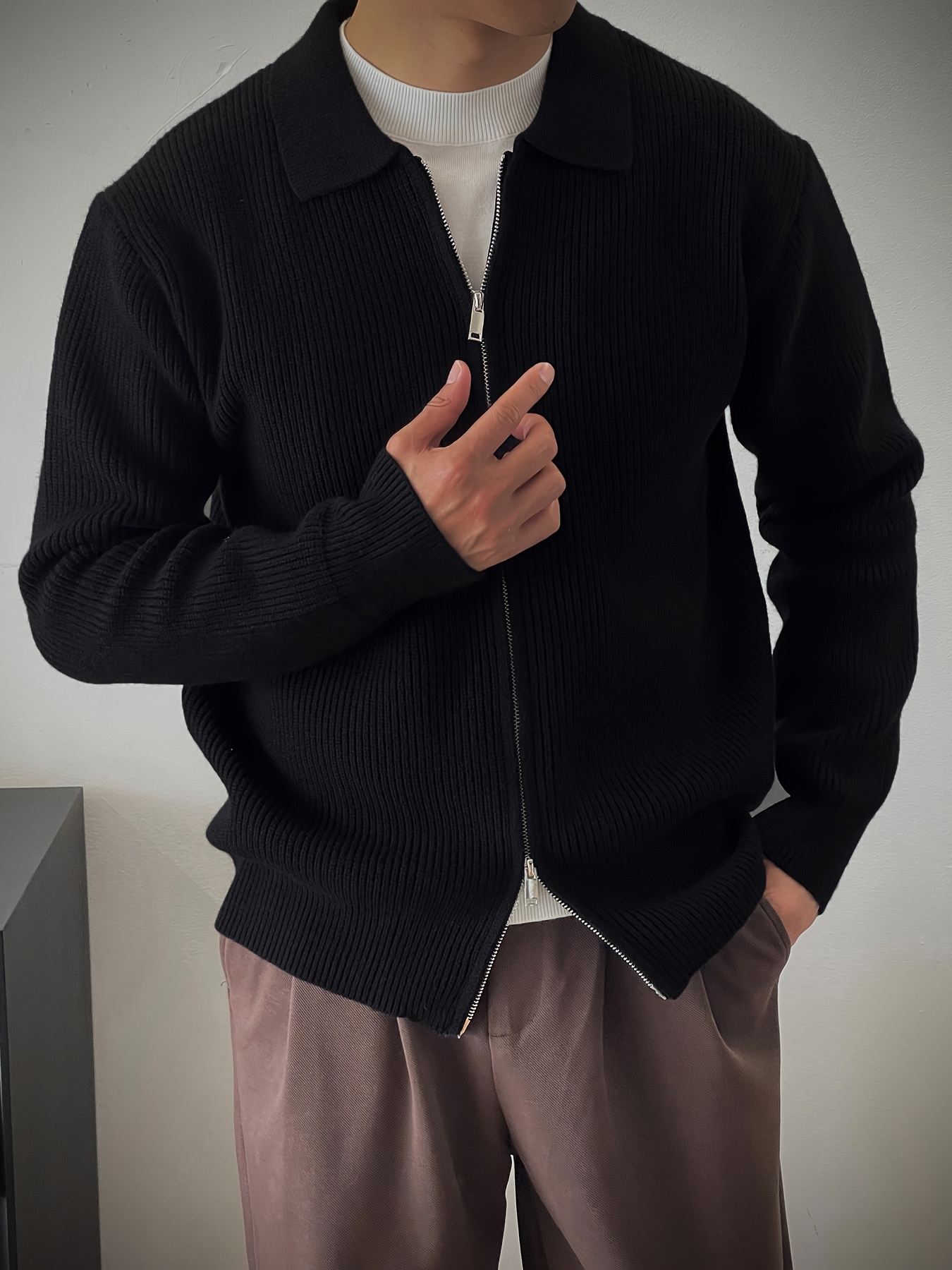 herren leichter strick cardigan pulloverjacke voll Temu Switzerland