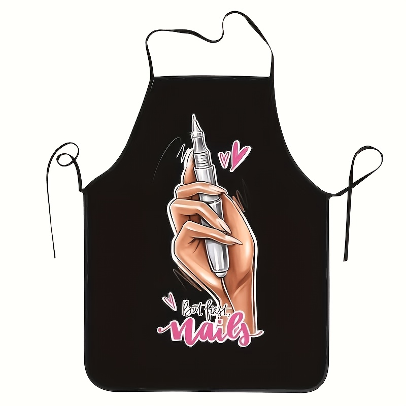 TEMU Nail Art Pattern Apron, Durable Material, Suitable For Cleaning, Gardening, Painting And Nail Salons, Unisex, Indoor And Outdoor Use