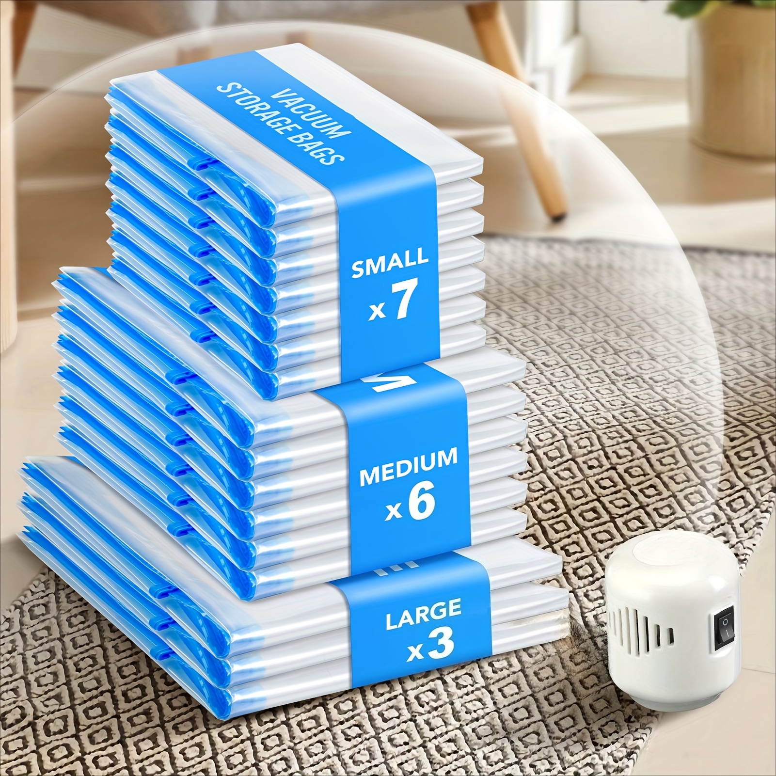 10 Pack/16 Pack Heavy-duty Vacuum Compression Storage Bags with Hand Pump - Space Saver Suitable for Clothes, Bedding, Blankets, Travel & Moving - Heavy-duty Plastic Sealed Bags with Vacuum Seal Technology | Great Deals