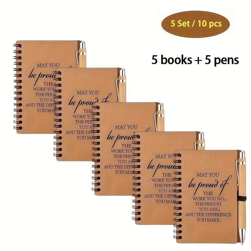 10pcs inspirational motivational notebook and bamboo pen set 5   notebooks 5 bamboo pens   offices employee gifts volunteers nurses teacher retirements and holidays inspirational gifts for   occasion 0