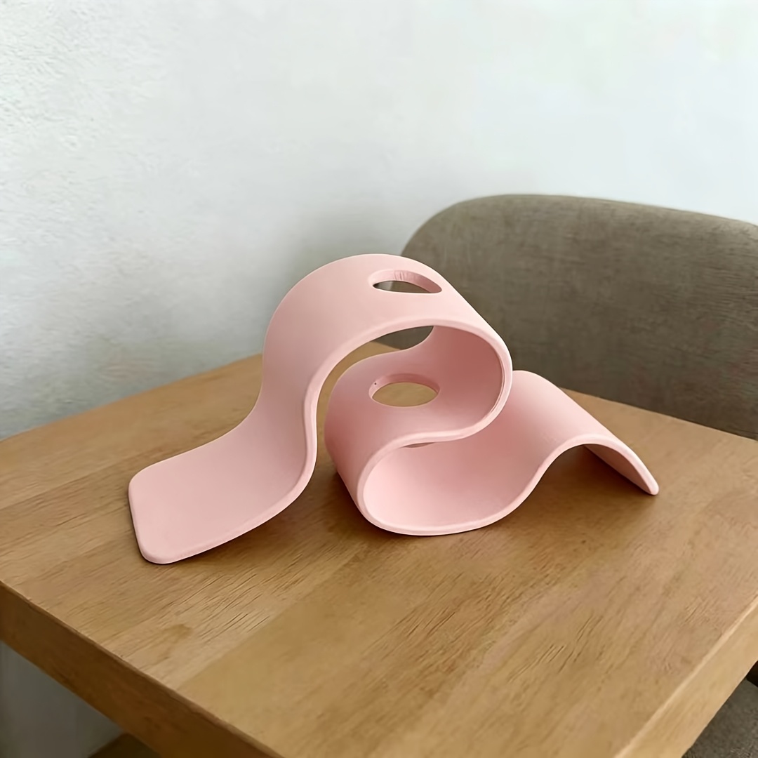 1pc Modern Minimalist Curved 3d Printed Vase, Creative Ribbon Shaped Dried Flower Rack, Nordic Style Desktop Decoration Flowerpot, Home Office Living Room Ornament