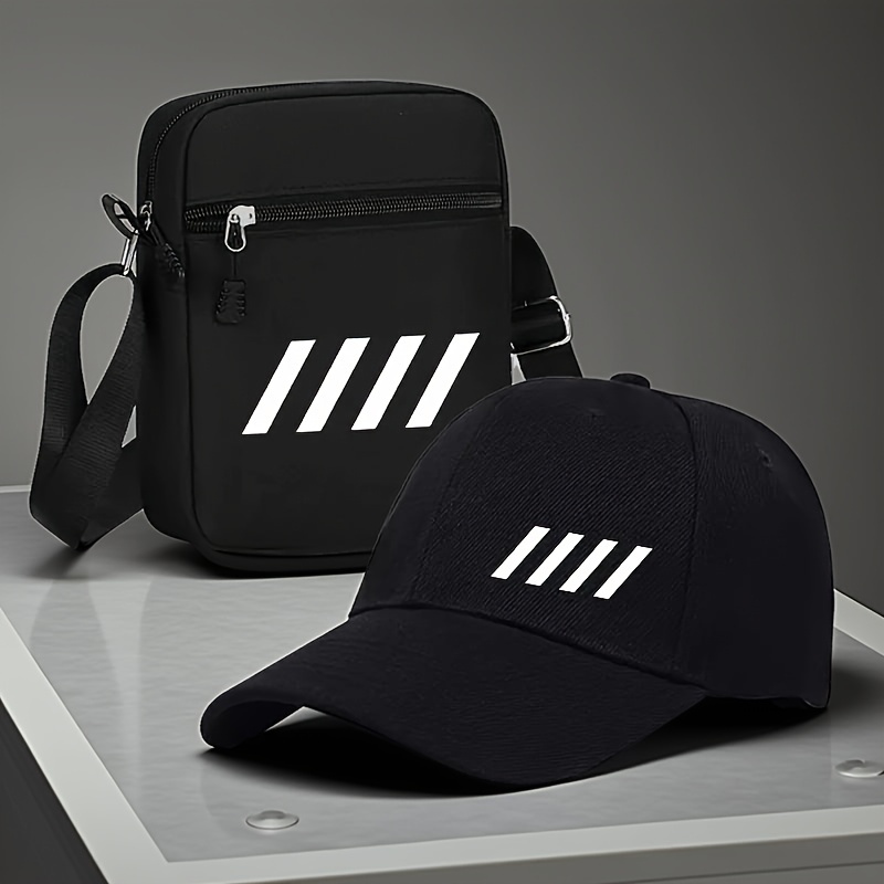 Casquette & Sac Bandoulière Streetwear 1 Casquette de baseball, 2pcs Casquette de baseball tendance avec imprimé de lettres et sac à bandoulière, Chapeau de soleil unisexe réglable