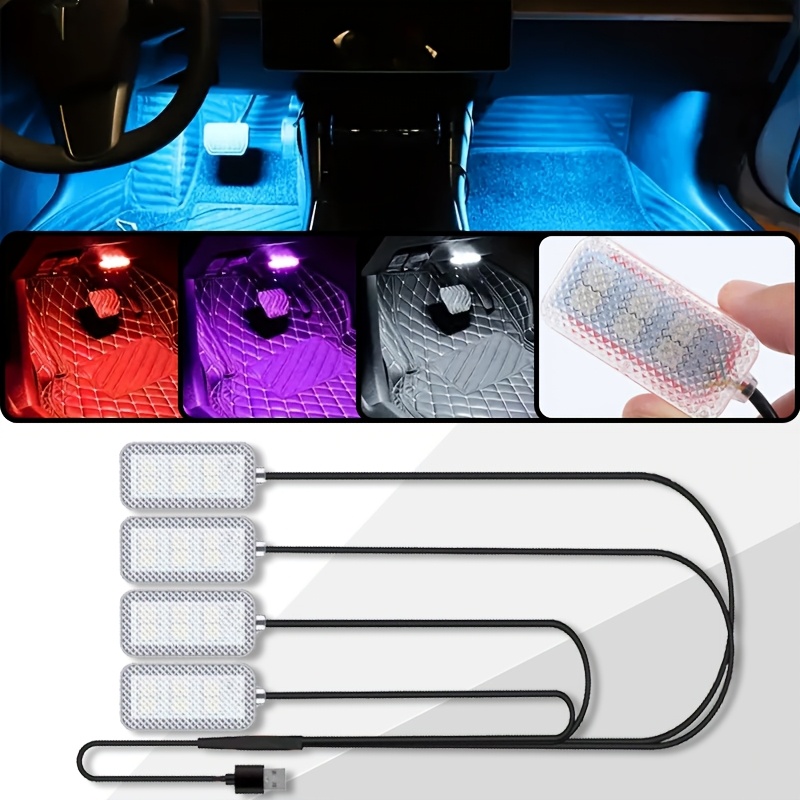 

Usb-powered Led Car Interior Ambient Lighting Strip, 5v Monochrome Footwell Decorative Lights, With Multiple Mounting Options, For Vehicle Enhancement, Drag Racing Accessories, Without Battery