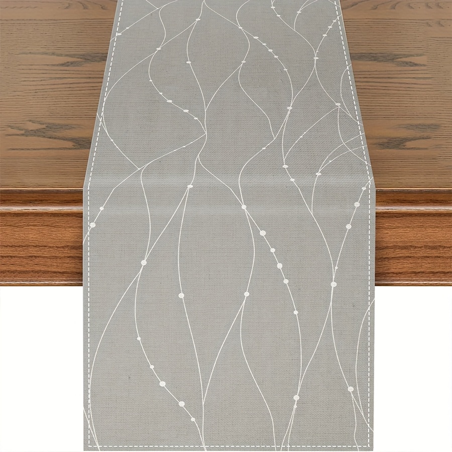 

Modern Grey Striped Table Runner - Polyester, Rectangular, Woven Design For Dining & Vanity Decor, Farmhouse Style Parties And Accents