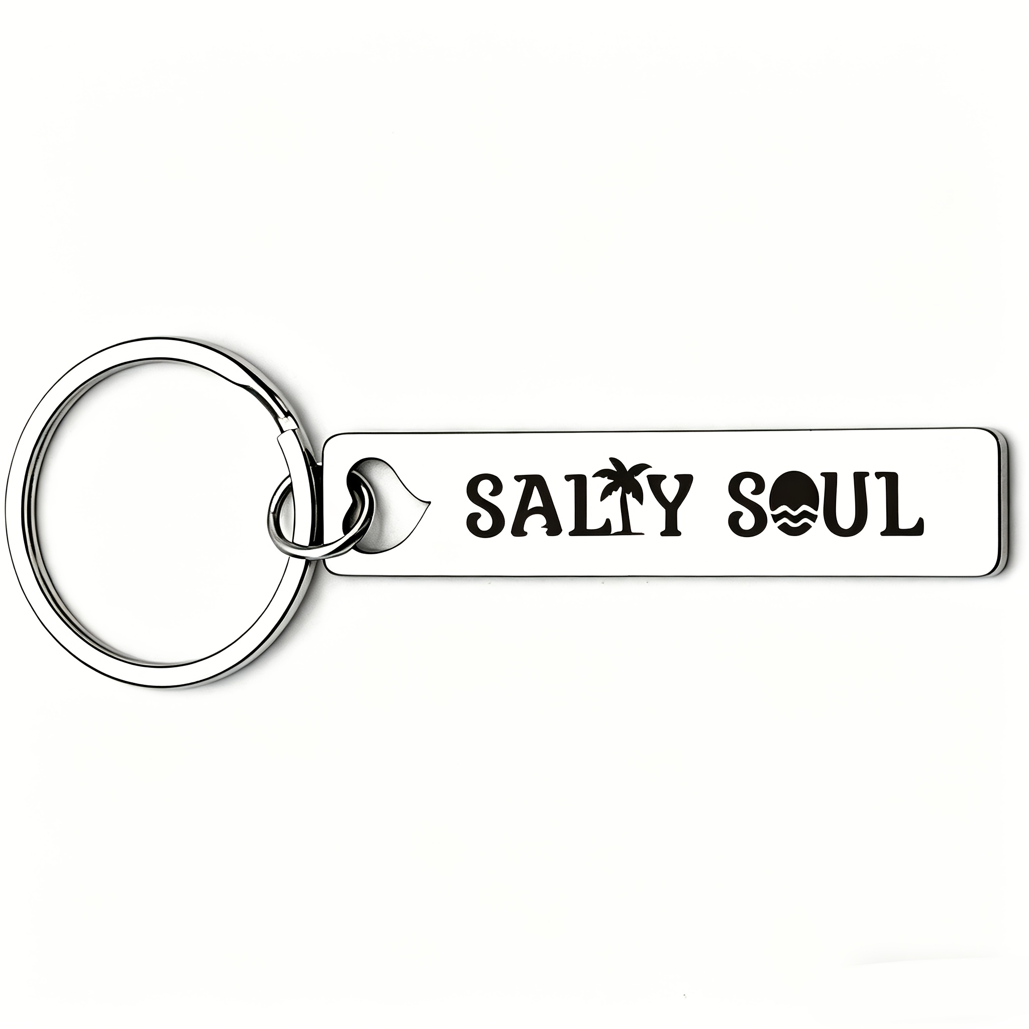 TEMU Seaside / Themed Rectangular Metal Keychain, Featuring A " Soul" Summer Vibe, Is A Trendy Accessory For People Who Love The Beach, Surfing, And