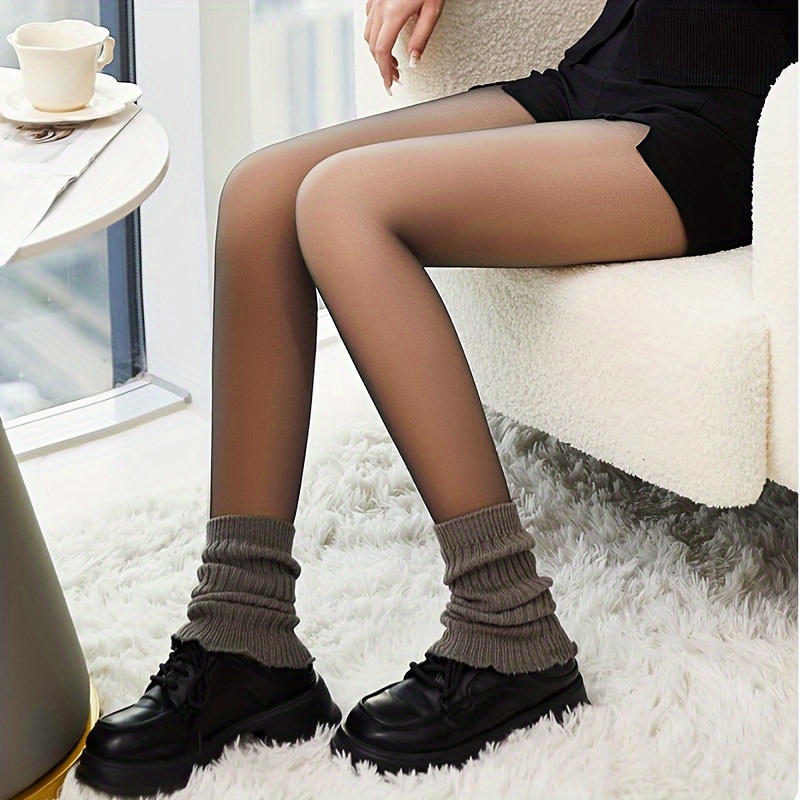 Solid Semi Sheer Thin Tights, High Waist Slim Fit Footed Pantyhose, Women's  Stockings & Hosiery