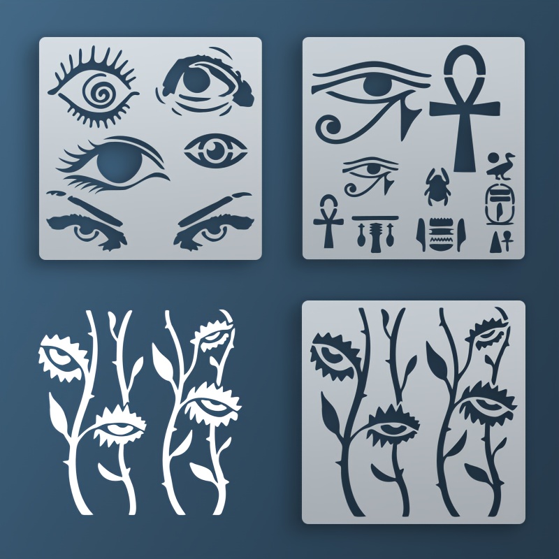 Egyptian Symbols Tattoo Stencils 3-pack - Eye Design Creative Templates ...