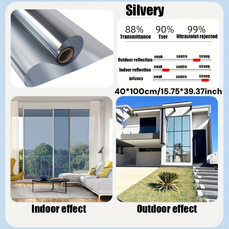 Adhesive Pet Privacy Window Film Removable No Residue Heat Control Reflective Insulation Film For Home Commercial Window Glass Door Balcony Reusable