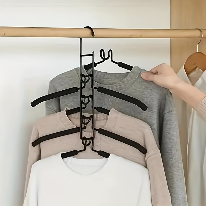 

5-tier Metal Hanger With Removable Pants Holder And Non-slip Design For T-shirts, Jeans, And Clothes Organization - 1pc