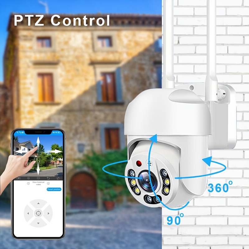 cámara de seguridad ip externa con wi-fi resistente   y seguimiento automático ptz, vigilancia cctv con audio en colores completo  , detección de movimiento   por ia, intercomunicador voz bidireccional, vigilancia panorámica de  , cámara de seguridad inteligente para hogar 4