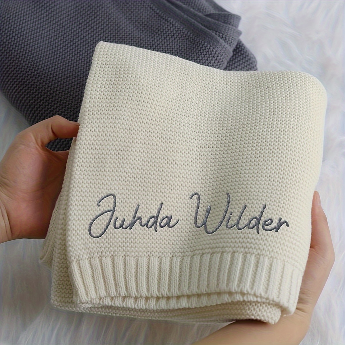 Personalized Custom Embroidered Name Blanket, Warm Chunky Stroller Blanket
