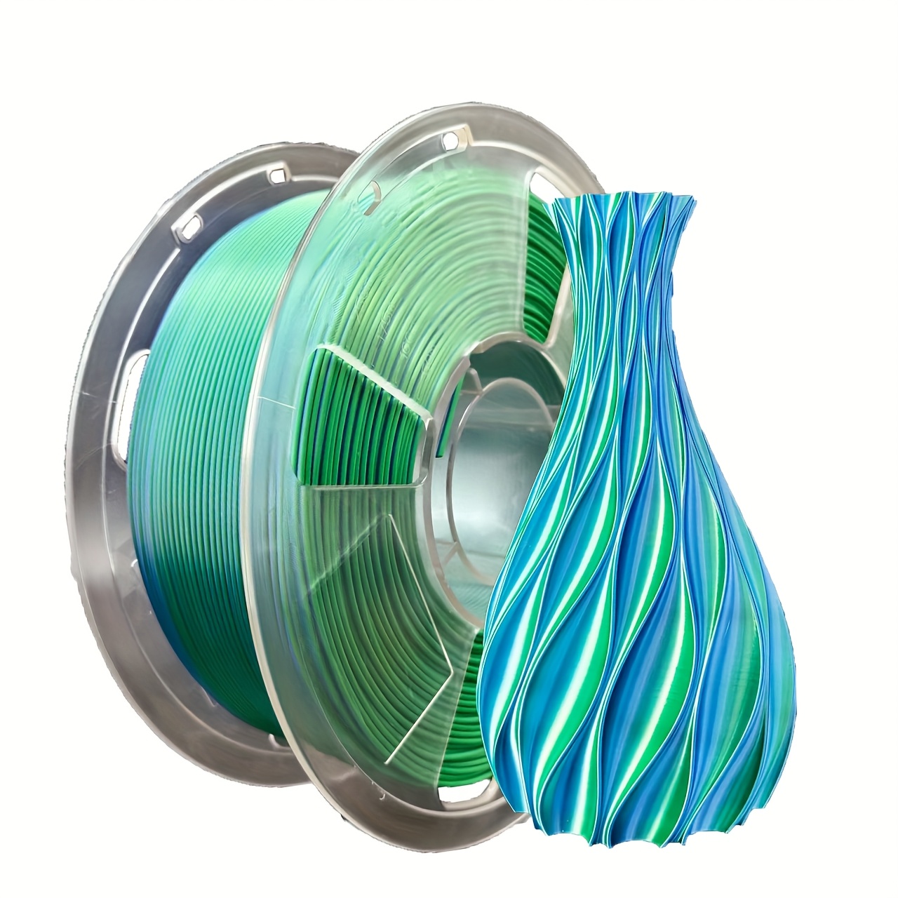 Cc3d Silk Pla Filament For 3d Printing - 1000g Spool, 1.75mm, Blue Green, Suitable For Most Fdm Printers