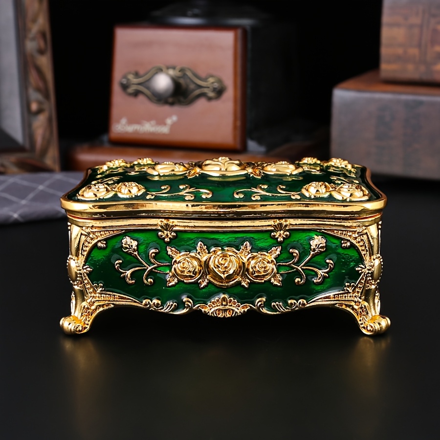 Elegant European Style Enamel Jewellery Box, Rose Organizer