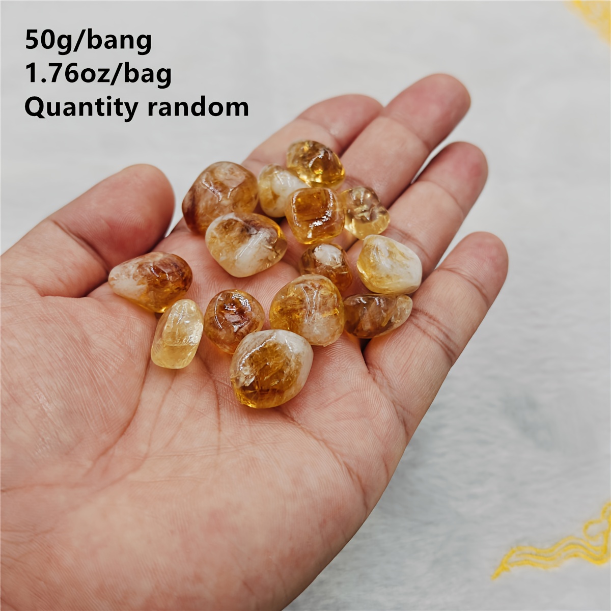 TEMU 1.76oz/bag Random Quantity Natural Citrine Quartz Polished Rough Lemon-yellow Room Decoration Diy Aquarium Fish Tank Decorate