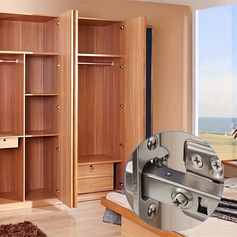 balamale cu amortizare pentru dulapuri, balamale din oțel inoxidabil pentru uși de garderobă, accesorii pentru dulapuri de bucătărie, balamale standard pentru uși de dulapuri, balamale cu braț drept cu amortizare pentru garderobe, 10 balamale + 60 de șuruburi, 20 balamale + 120 de șuruburi 4