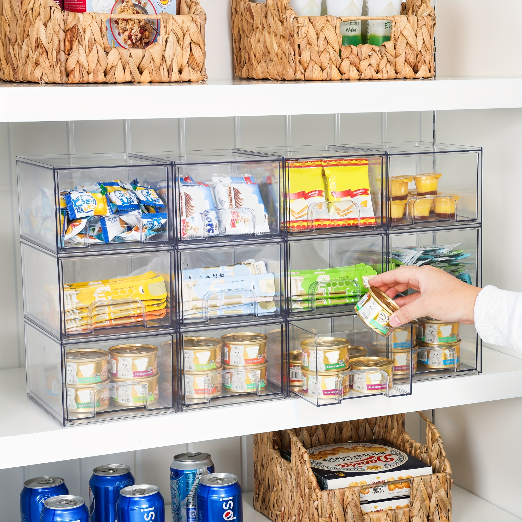4 6 pack clear acrylic storage drawers 7 5 d x 6 w x 4 4 h covered storage box plastic storage bins for vanity undersink kitchen cabinets pantry   storage drawer units