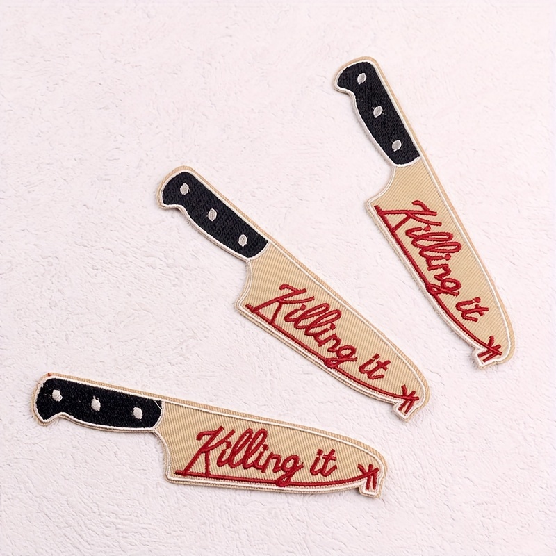 Image of 3pcs Knife Embroidery Badges Fusible Patch Iron On Patches For Clothing Killing It Embroidered Patches On Clothes Backpack Stickers