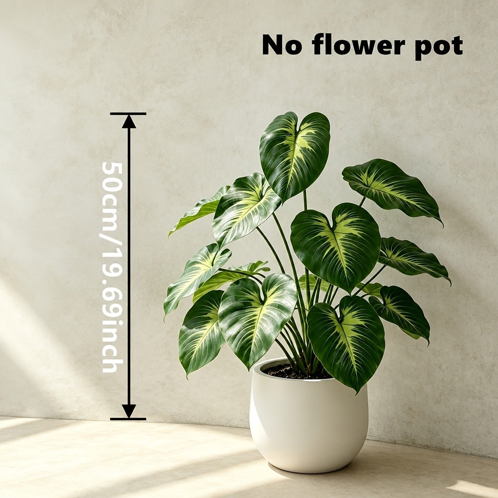 TEMU 1 pièce Plante verte artificielle en pot de cœur à grandes feuilles de style nordique, Ornement de verdure artificielle sur pied pour de fenêtre