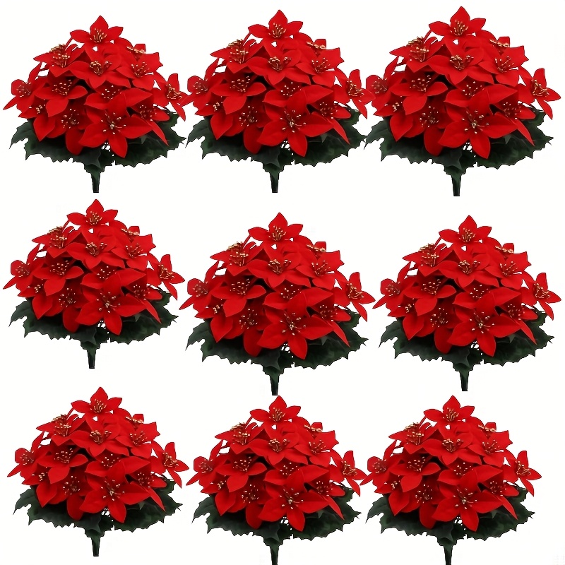 28 konstgjorda röda poinsettia blommor för - Temu Sweden