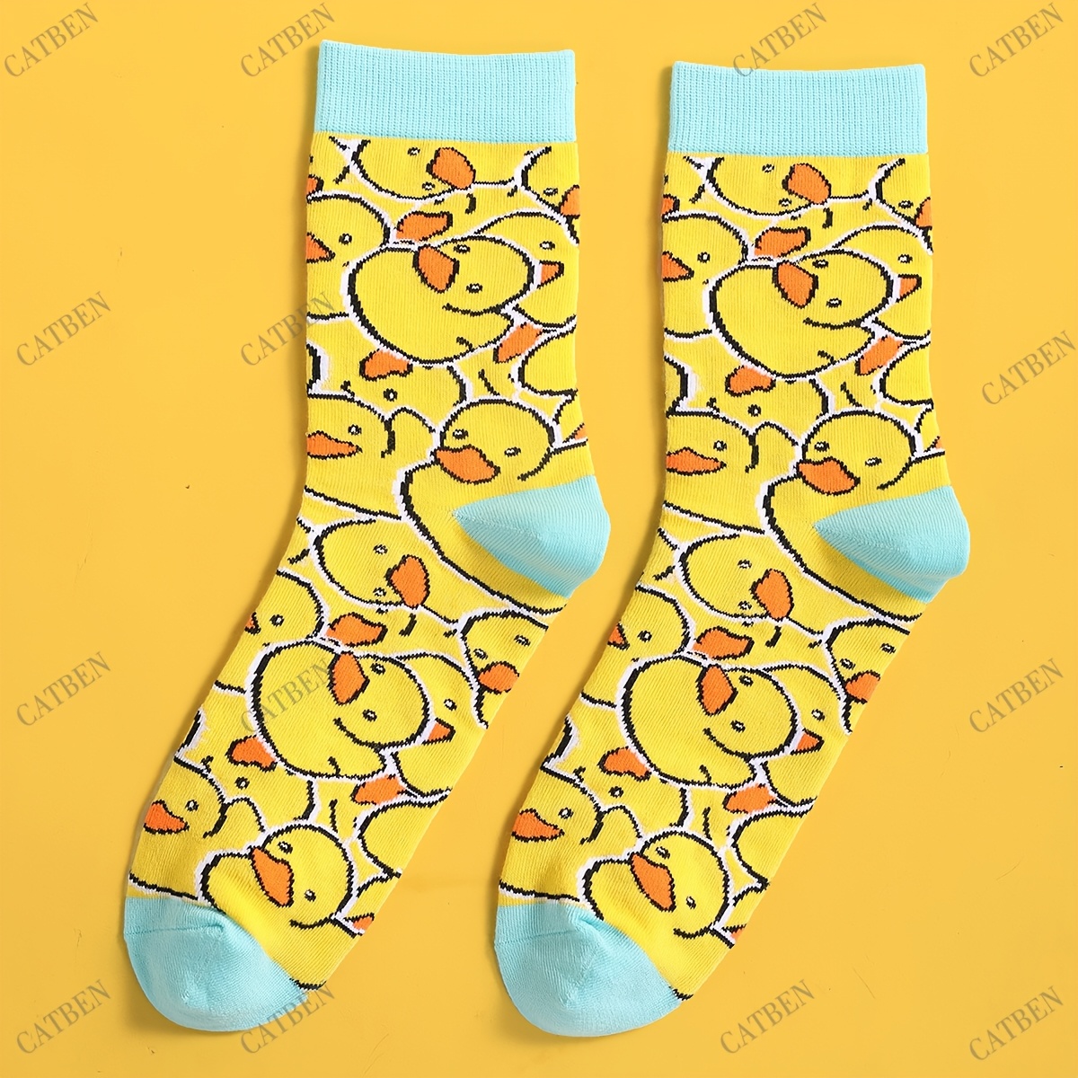 TEMU 1-pair Duck Socks For - Cute Duck Face With Duck Body Print, Funny Animal Novelty Socks Suitable For Party Costume, Gifts, Daily Wear - Warm