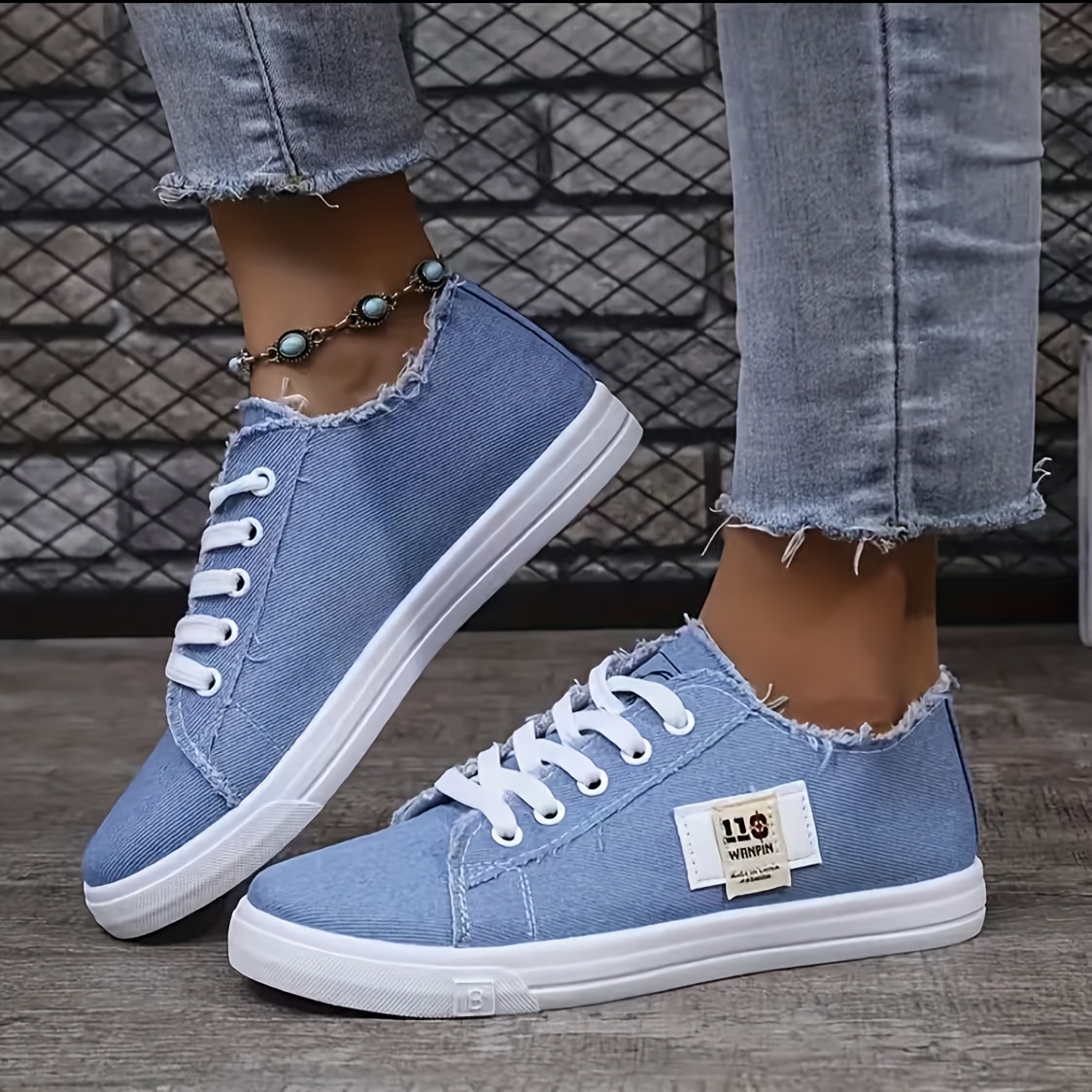 womens 2025 fashion casual sneakers black round toe lace Temu