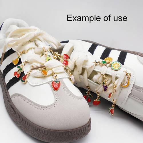 random 6pcs fruit series sneakers shoelaces charms metal personalized shoe oil small charms shoe lobster clasp ornaments shoes bag packaging decoration additions womens versatile casual canvas shoes