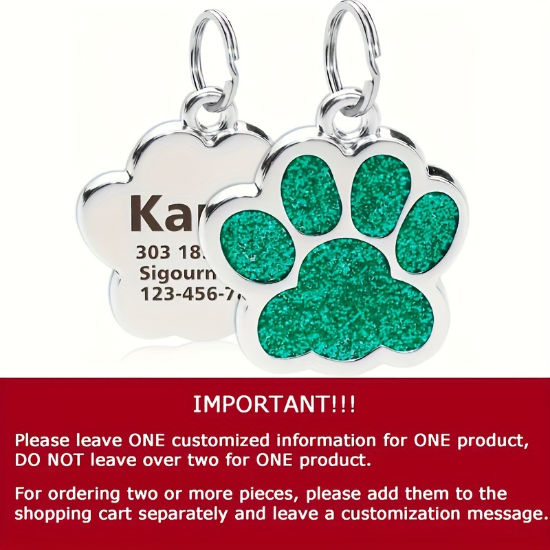 Dog Paw Print Keychain Compatible for Pets - Name & Phone Number/Address Tag with Paw Print - Pet Lover Gift for Dog Owners (Add-Ons Available)