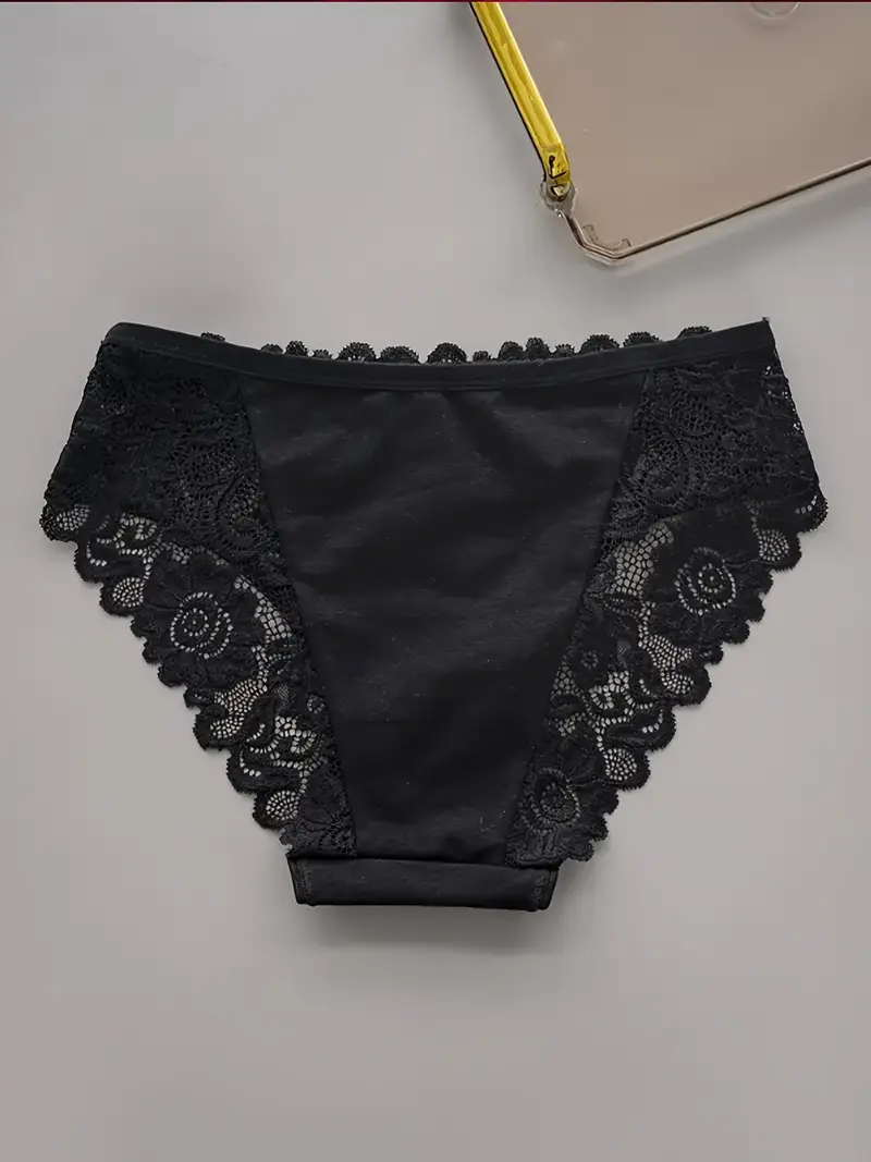 4pcs womens floral lace jockstrap underwear breathable comfortable briefs with contrast lace detailing sexy elegant design for casual attire everyday underwear floral lace detailing smooth texture fabric Product details 3