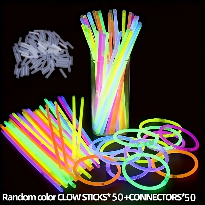 gift for her him 100pcs 50 glow stick bracelets 50 bracelet connectors 200pcs 100 glow stick bracelets 100 bracelet connectors suitable for outdoor activities such as parties for party supplies birthdays christmas and halloweenrandom
