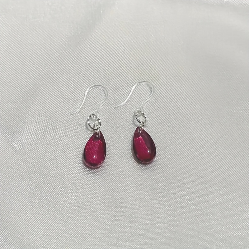 Image of Fashion Beautiful Wine Red Earrings Simple Lightweight Elegant Earring Water Tear Drop Shaped Earrings For Women Nice Great Gifts For Festivals