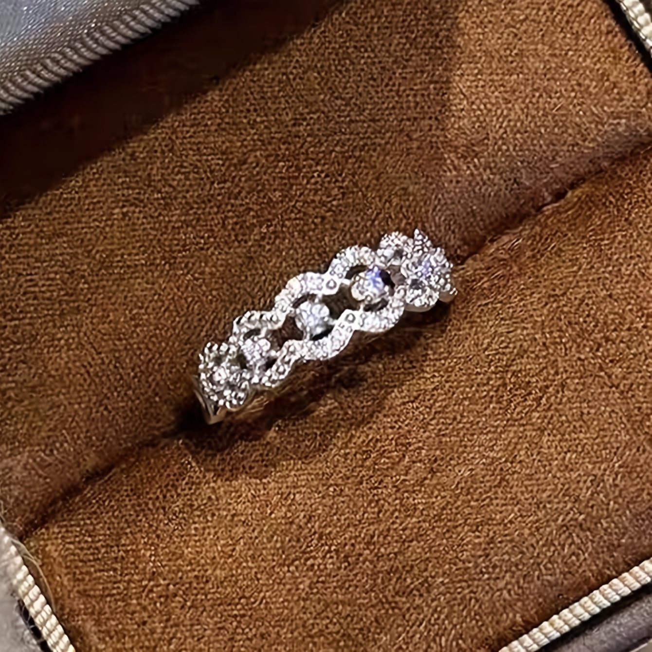 5pc Elegant Geometric Crown Copper Alloy Ring Set, Wedding Gift