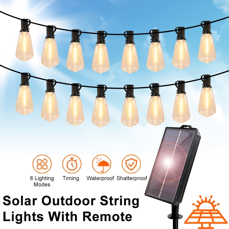 TEMU 100/50ft Embedded Light Bulb, Outdoor Solar Patio Led Lights Long Last, Timed, Solar Outdoor Lights Led Bulbs For Porch Garden, Christmas New