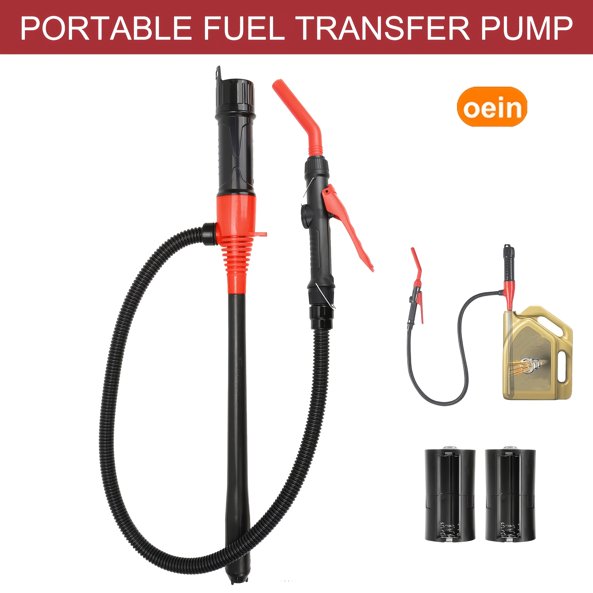 TEMU Fuel Transfer Pump, Electric Canister Pump, Battery Operated Liquid Transfer Pump, With Gun Nozzles, Hose & Nozzle, For Gasoline Kerosene,