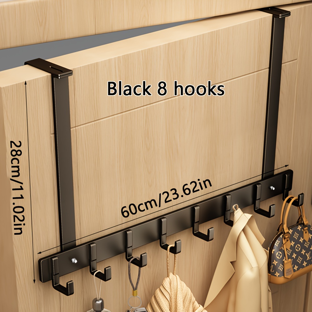 Over-the-door Hook Hanger With 6-8pcs Hooks For Entryway Coat Rack, Bathroom Towel Rack, And Outerwear Towel Hooks