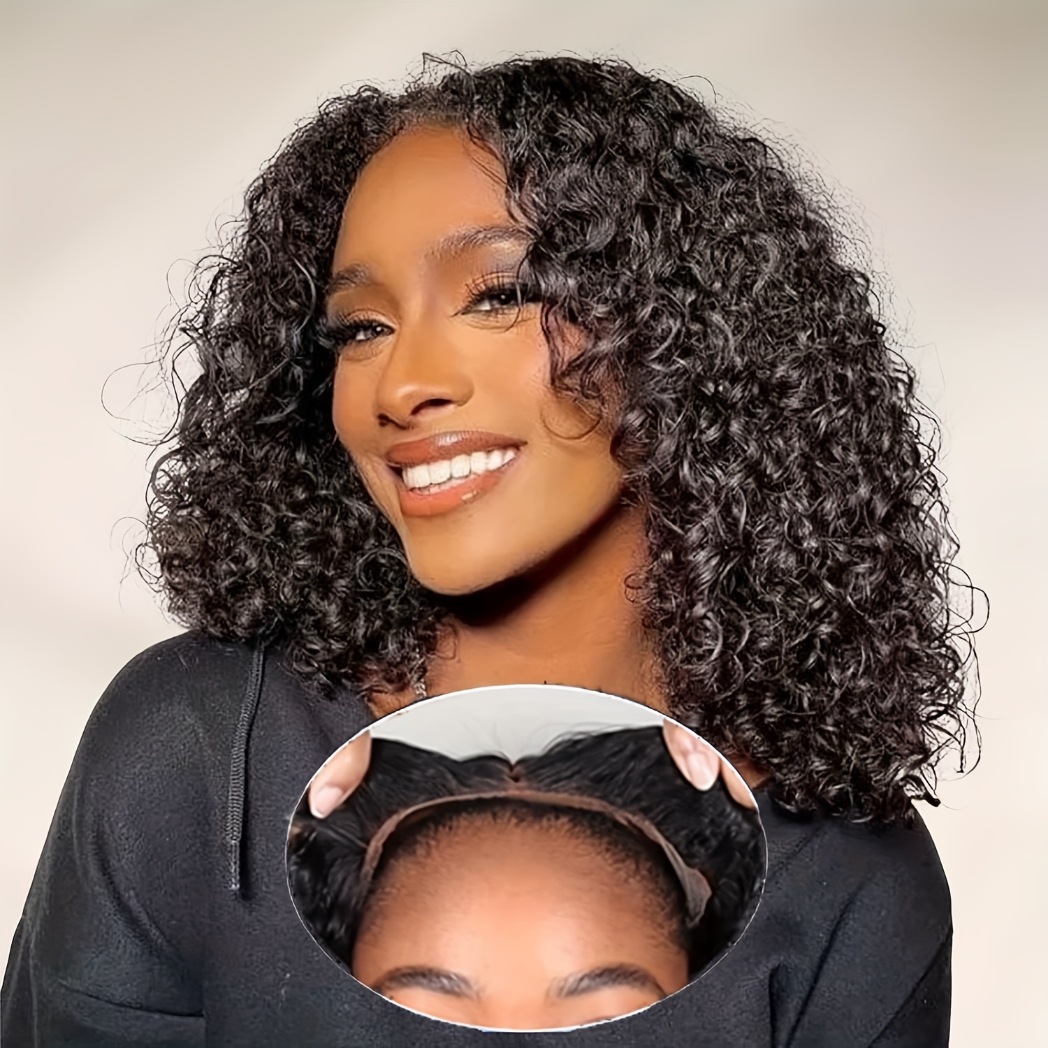 Bob Glueless Wigs Human Hair 4x4 Pre Cut Lace Closure Wig Short Curly Bob Wigs Human Hair Put On Human Hair For Women Natural Black