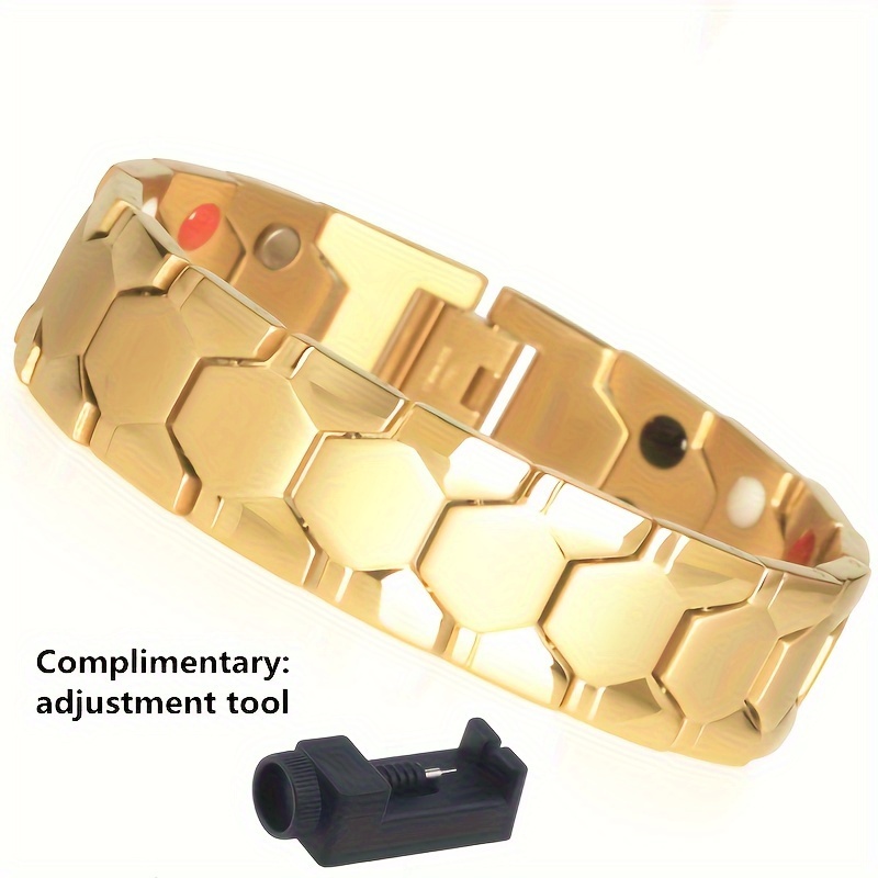 

Fashionable Men's Titanium Steel Magnetic Bracelet: 4-in-1 Energy, Waterproof & Colorfast - Ideal Gift