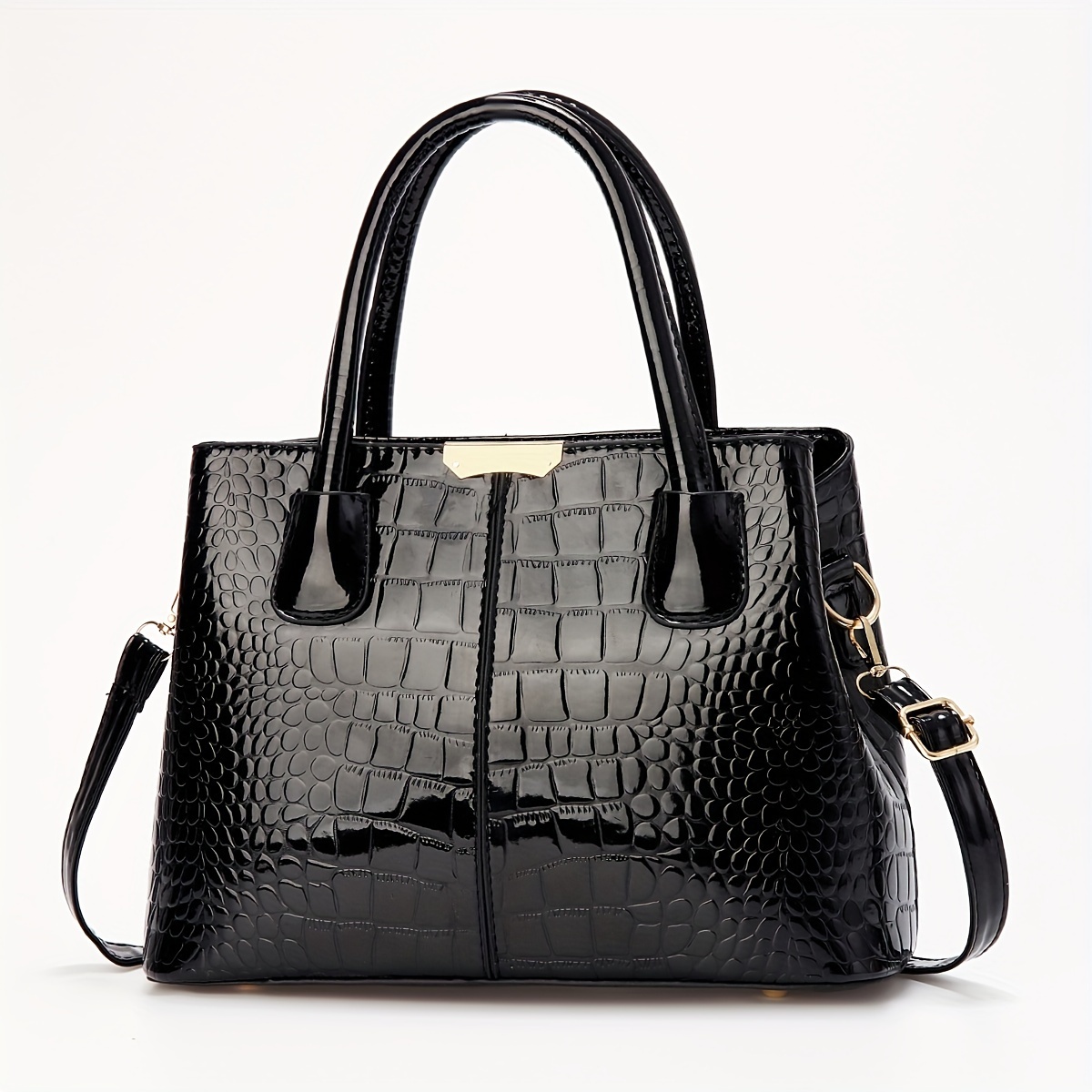 

Crocodile Texture Tote Bag, Pu Shoulder Bag , Handbag For