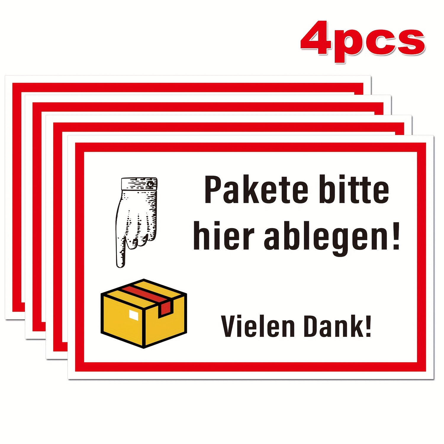 Image of 4 Sheets/pack, "leave Package Here" Sign Stickers, And Vinyl Material Labels - Please Leave Packages Here! Delivery Instructions Labels, 15x20cm Package Placement Reminder Stickers, Thank You Messages