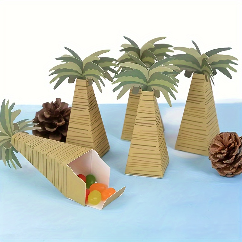 

15-piece Tropical Hawaiian Coconut Palm Tree Candy Boxes - Perfect For Summer Parties, Birthdays, Baby Showers & Bridal Showers - Includes Cake Toppers & Summer Decorations