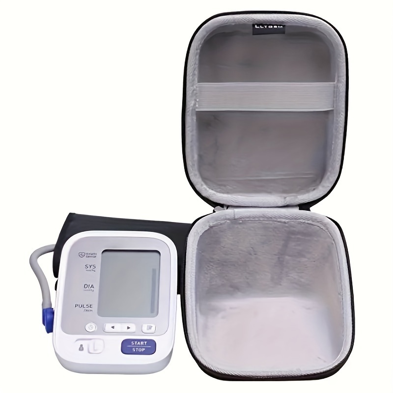 

1pc Eva Blood Pressure Monitor Carrying Case - Protective Storage Bag With Zipper And Mesh Pocket For Home Electronic Sphygmomanometer (case Only) - Spinner Wheel Type, No Battery Required