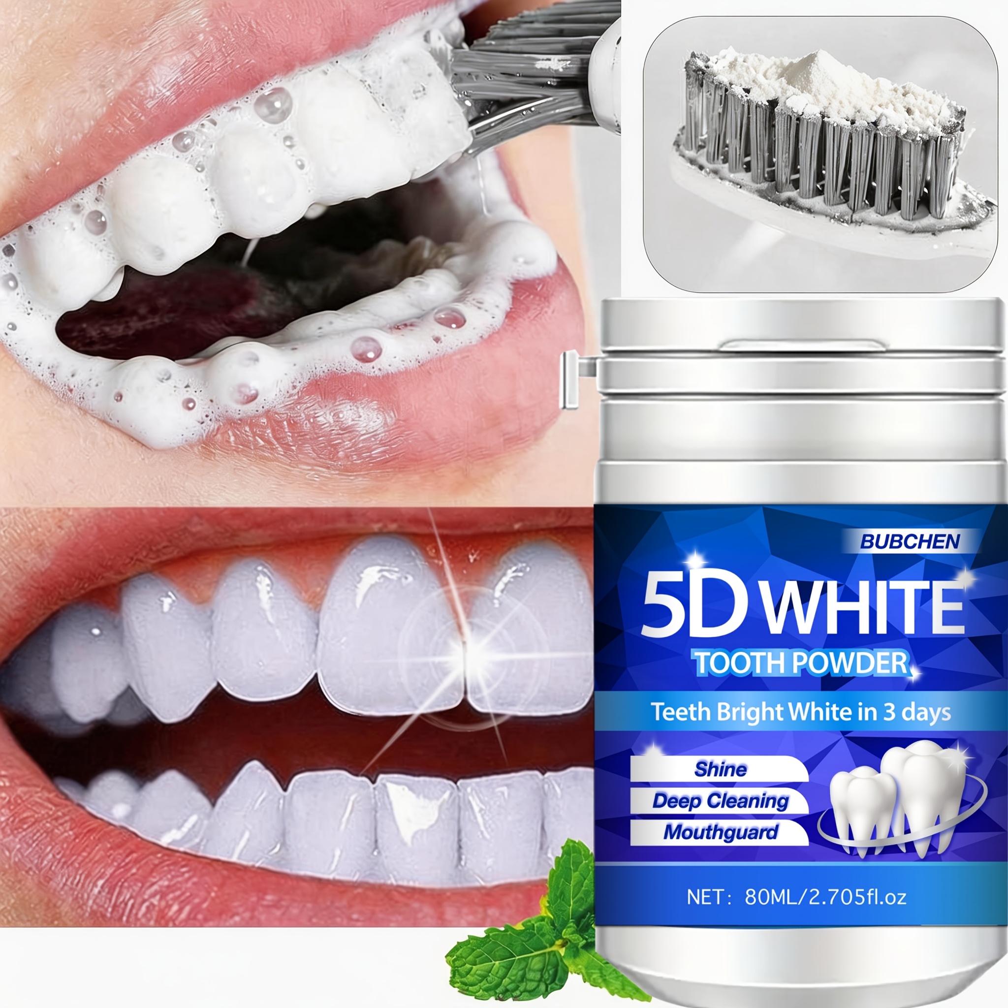 Image of 1 80ml Bottle Of 5d Bright Toothpowder, A Deep Cleaning Powder For Teeth, Purple Toothpaste With Pearl Powder, Perfect For Gifts For Women