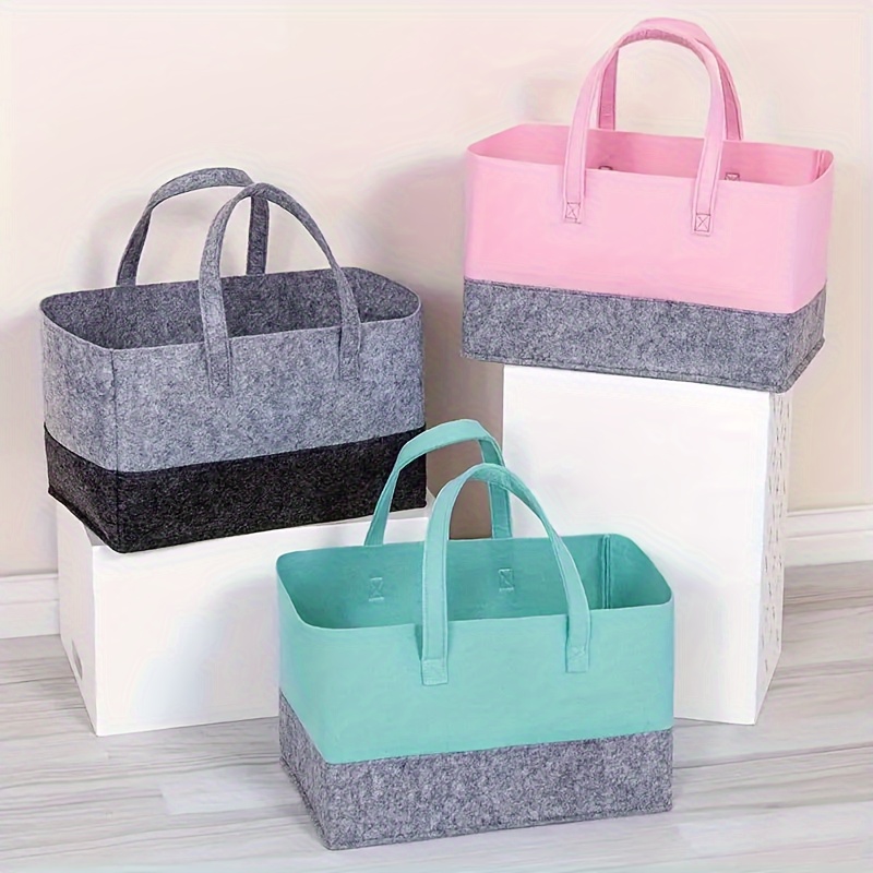 

New Felt Handbag, Color-matching Large Capacity Shopping Bag, Foldable Handbag, Suitable For Storage And Organization Of Books And Miscellaneous Items