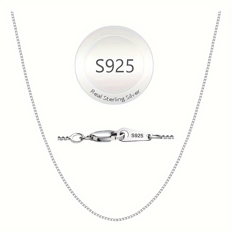 

925 Sterling Necklace, Box Chain With Lobster Clasp. Thin, , And Sturdy. Italian Quality. 16/18//24 Inches, Suitable For Matching Pendants. A Gift For Ladies.