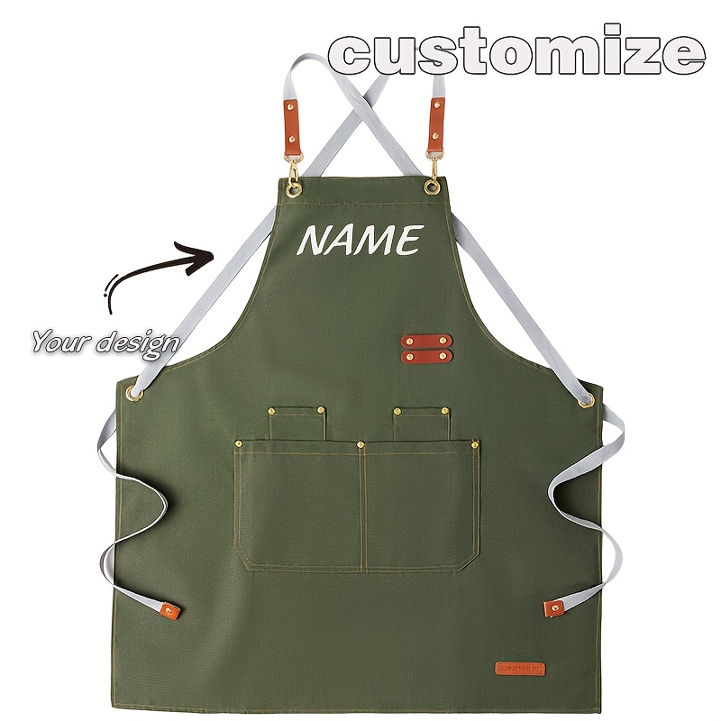 TEMU Customized Apron With Pockets For Men And Women - Personalized Name Customization, Suitable For Nail Technicians, Bakers, Gardeners, Service