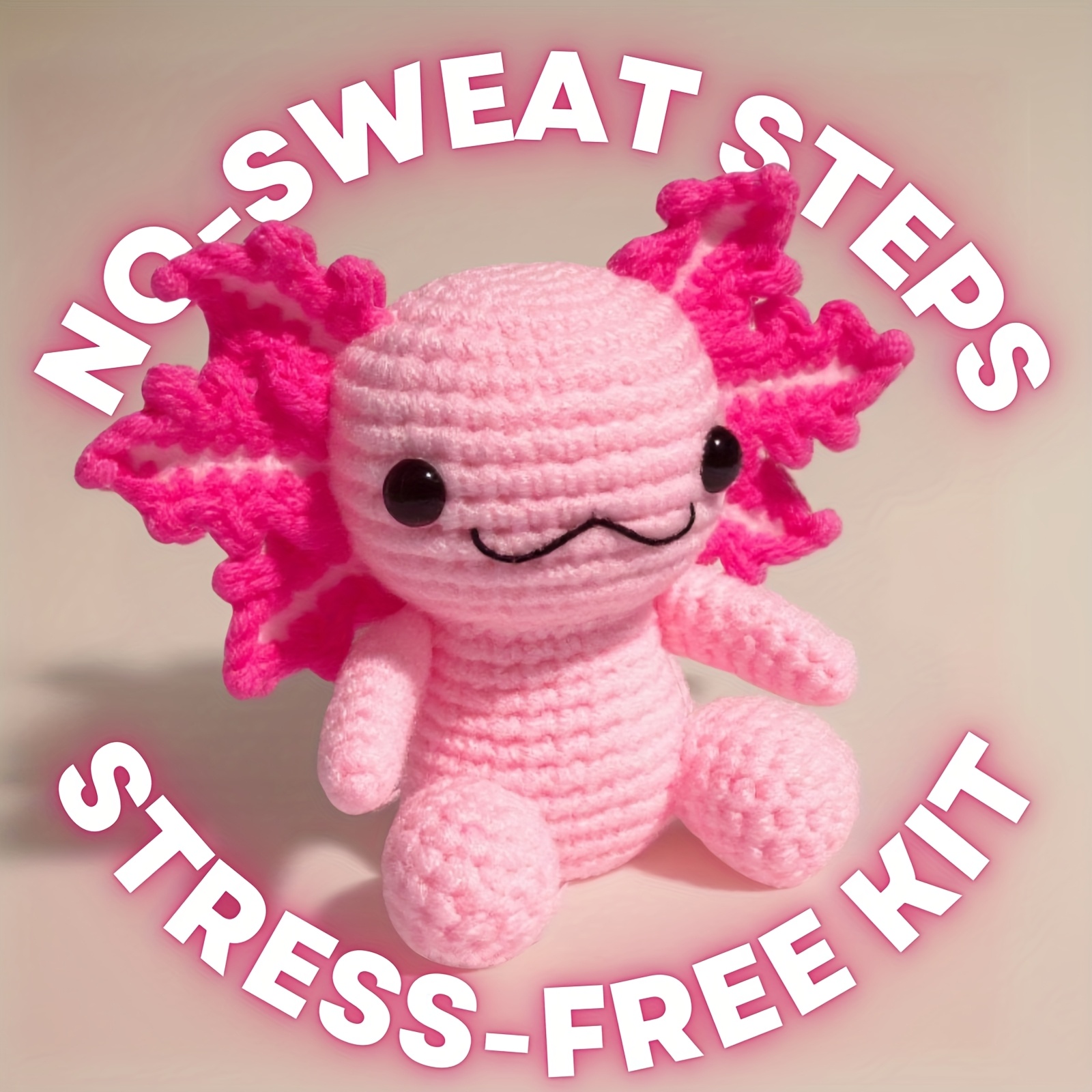 Kit Uncinetto Axolotl Per Principianti – Completo Di Filato, Uncinetto, Video Tutorial E Accessori Per Creare 3 Gattini Axolotl